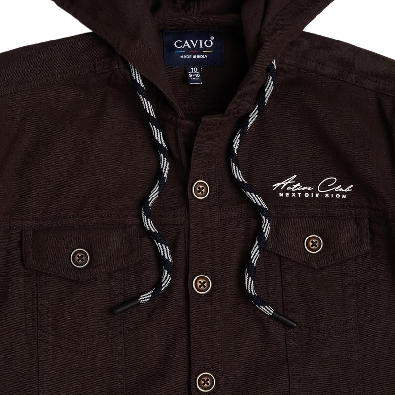 CAVIO Boys Regular Fit Solid Hooded Casual Jacket and T-Shirt - Image 5